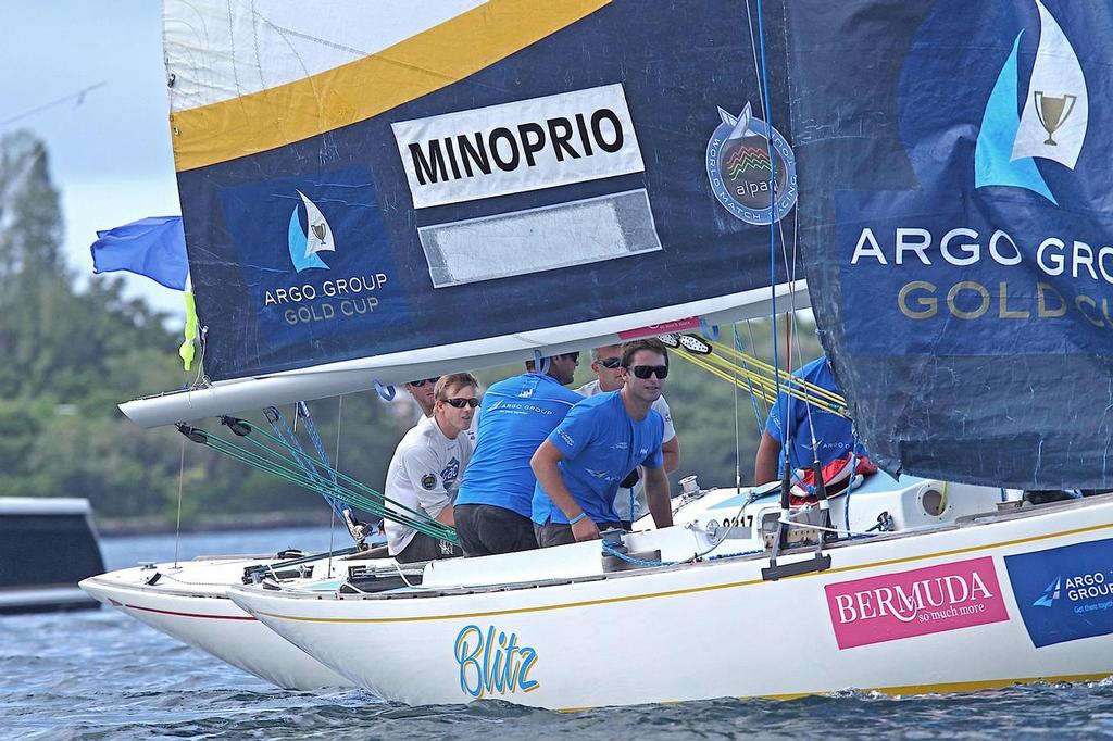 Ian Williams (GBR) and Adam Minoprio (NZ) at the the start of one of their matches ©  Talbot Wilson / Argo Group Gold Cup http://www.argogroupgoldcup.com/